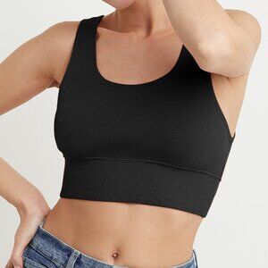 Hanes Originals Women S Rib Longline Bralette Cotton Black L